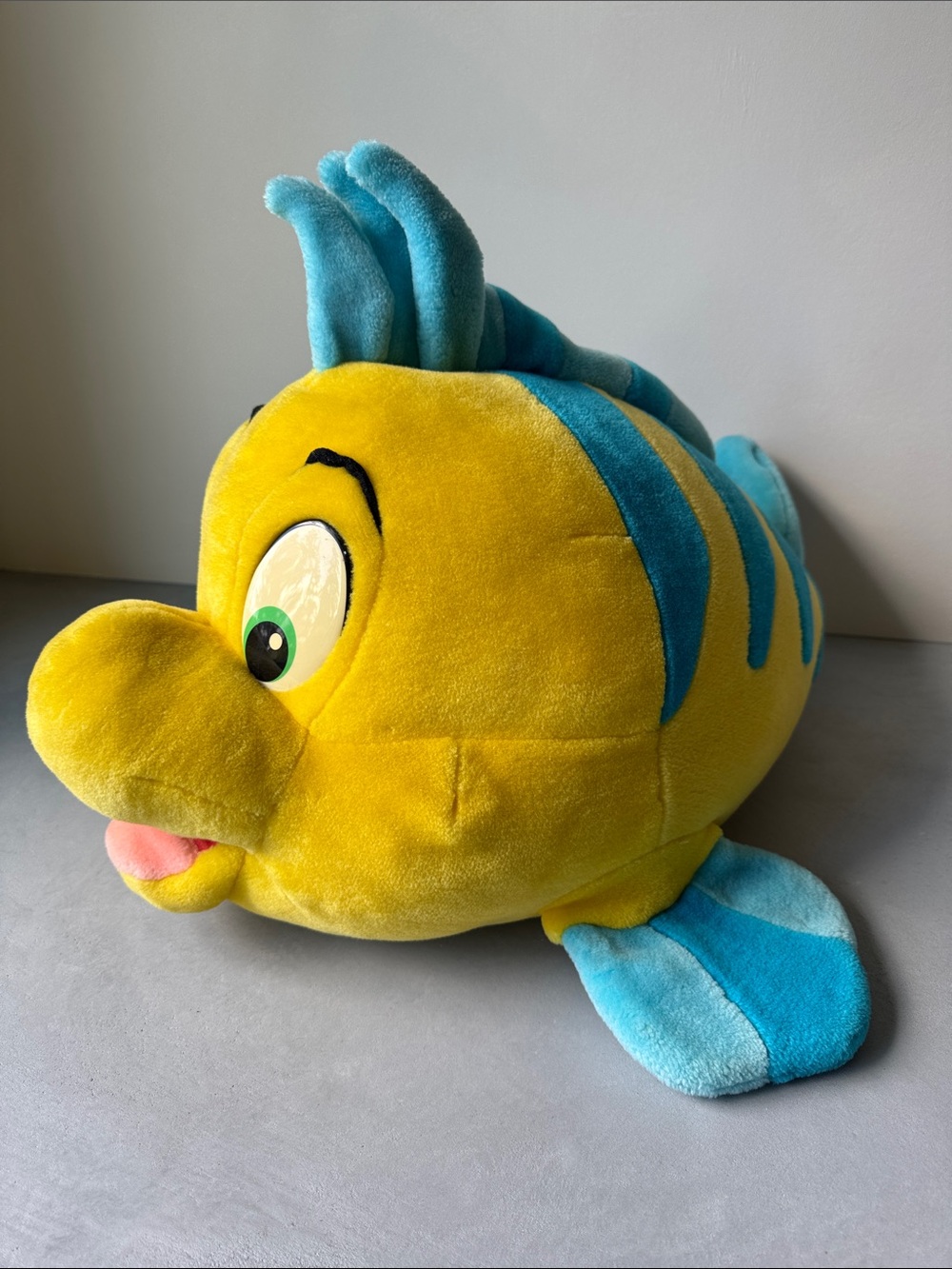 vintage 1990s disney the little mermaid flounder giant plushy stuffed animal